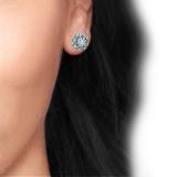 1.25 Carat (ctw) 14K White Gold Round White & Blue Diamond Fancy Shaped Cluster Earrings