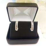0.55 Carat (ctw) Sterling Silver Ladies Round Black and White Diamond Hoop Earrings