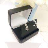 0.55 Carat (ctw) Sterling Silver Ladies Round Black and White Diamond Hoop Earrings