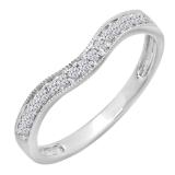 0.15 Carat (ctw) 10K White Gold Round Diamond Ladies Anniversary Wedding Band Guard Ring