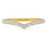 0.10 Carat (ctw) 18k Yellow Gold Round Real Diamond Ladies Wedding Stackable Band Anniversary Guard Chevron Ring 1/10 CT
