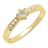 0.05 Carat (ctw) Round White Diamond  Ladies Promise Bridal Engagement Ring 14K Yellow Gold