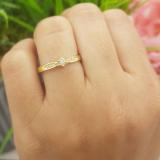 0.05 Carat (ctw) Round White Diamond  Ladies Promise Bridal Engagement Ring 14K Yellow Gold