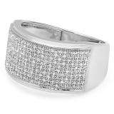 0.33 Carat (ctw) Sterling Silver Round Cut Diamond Men's Flashy Hip Hop Pinky Ring 1/3 CT
