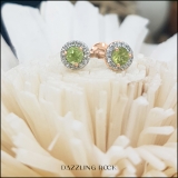 0.35 Carat (ctw) 10k Rose Gold Round Green Peridot & White Diamond Ladies Halo Stud Earrings 1/3 CT