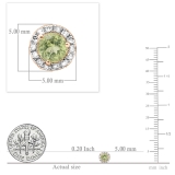0.35 Carat (ctw) 10k Rose Gold Round Green Peridot & White Diamond Ladies Halo Stud Earrings 1/3 CT