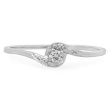 0.08 Carat (ctw) 10k White Gold Round Diamond Ladies Bridal Promise Bypass Engagement Ring 1/10 CT