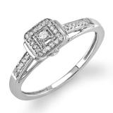 0.15 Carat (ctw) 925 Sterling Silver Round Diamond Ladies Engagement Bridal Ring