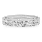0.20 Carat (ctw) 10k White Gold Round Diamond Ladies Bridal Engagement Ring Matching Band Set 1/5 CT