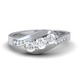 0.50 Carat (ctw) 14k White Gold Round Diamond Ladies Swirl Engagement 3 Stone Bridal Ring 1/2 CT