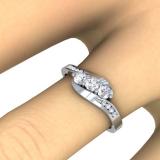 0.50 Carat (ctw) 14k White Gold Round Diamond Ladies Swirl Engagement 3 Stone Bridal Ring 1/2 CT