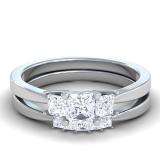 1.25 Carat (ctw) 14k White Gold Princess Diamond Ladies Bridal Engagement Ring Set