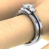 1.25 Carat (ctw) 14k White Gold Princess Diamond Ladies Bridal Engagement Ring Set