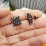 1.75 Carat (ctw) 10k White Gold Black Round Diamond Square Shaped Stud Earrings