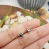0.60 Carat (ctw) Sterling Silver Ladies Round Black and White Diamond Stud Earrings