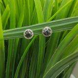 0.60 Carat (ctw) Sterling Silver Ladies Round Black and White Diamond Stud Earrings