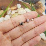 0.60 Carat (ctw) Sterling Silver Ladies Round Black and White Diamond Stud Earrings