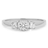 0.38 Carat (ctw) 14k White Gold Round Cut Diamond Ladies Bridal Engagement Three Stone Ring