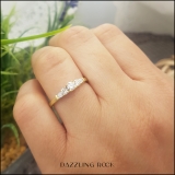 0.45 Carat (ctw) 10K Yellow Gold Round & Baguette Cut Diamond Ladies 3 Stone Engagement Bridal Ring