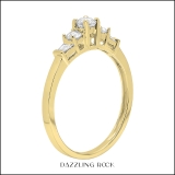 0.45 Carat (ctw) 14K Yellow Gold Round & Baguette Cut Diamond Ladies 3 Stone Engagement Bridal Ring