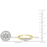 0.45 Carat (ctw) 14K Yellow Gold Round & Baguette Cut Diamond Ladies 3 Stone Engagement Bridal Ring