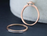 0.15 Carat (ctw) 10K Rose Gold Round Diamond Ladies Halo Engagement Bridal Ring Set Matching Wedding Band