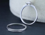 0.15 Carat (ctw) 14K White Gold Round Diamond Ladies Halo Engagement Bridal Ring Set Matching Wedding Band