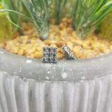 0.90 Carat (ctw) 18k White Gold Round Black Diamond Square Shaped Stud Earrings
