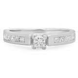 0.78 Carat (ctw) 14k White Gold Princess Diamond Ladies Bridal Engagement Ring 3/4 CT