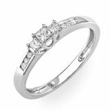 0.25 Carat (ctw) 14K White Gold Brilliant Round & Princess Diamond Ladies 3 stone Engagement Bridal Ring 1/4 CT