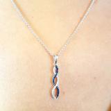 0.10 Carat (ctw) 10k White Gold Round Diamond and Blue Sapphire Ladies Infinity Pendant 1/10 CT