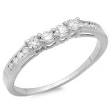 0.36 Carat (ctw) 14k White Gold Round Diamond Ladies Anniversary Wedding Band Stackable Ring 1/3 CT