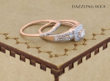 0.50 Carat (ctw) 14k Rose Gold Round & Princess Diamond Ladies Bridal Engagement Ring Matching Band Set 1/2 CT