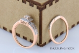 0.50 Carat (ctw) 14k Rose Gold Round & Princess Diamond Ladies Bridal Engagement Ring Matching Band Set 1/2 CT