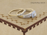 0.50 Carat (ctw) 18k Yellow Gold Round & Princess Diamond Ladies Bridal Engagement Ring Matching Band Set 1/2 CT