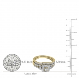 0.50 Carat (ctw) 18k Yellow Gold Round & Princess Diamond Ladies Bridal Engagement Ring Matching Band Set 1/2 CT