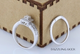 0.50 Carat (ctw) 14k White Gold Round & Princess Diamond Ladies Bridal Engagement Ring Matching Band Set 1/2 CT