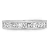 0.70 Carat (ctw) 14K White Gold Princess White Diamond Anniversary Wedding Stackable Ring Band 3/4 CT