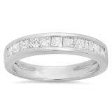 0.70 Carat (ctw) 14K White Gold Princess White Diamond Anniversary Wedding Stackable Ring Band 3/4 CT