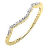 0.08 Carat (ctw) 10K Yellow Gold Round Cut White Diamond Ladies Anniversary Wedding Stackable Band Contour Guard Ring