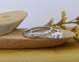 0.40 Carat (ctw) 10k White Gold Princess & Baguette Diamond Ladies Bridal Engagement Ring Set