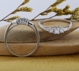 0.40 Carat (ctw) 10k White Gold Princess & Baguette Diamond Ladies Bridal Engagement Ring Set