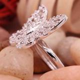 0.70 Carat (ctw) Round White Diamond Ladies Butterfly Cocktail Right Hand Ring 3/4 CT 14K White Gold