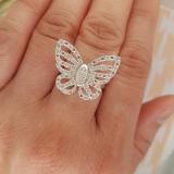 0.70 Carat (ctw) Round White Diamond Ladies Butterfly Cocktail Right Hand Ring 3/4 CT 10K White Gold