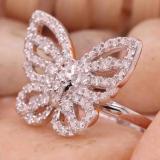 0.70 Carat (ctw) Round White Diamond Ladies Butterfly Cocktail Right Hand Ring 3/4 CT 10K White Gold