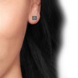 0.15 Carat (ctw) Black Rhodium Plated 14K White Gold Real Diamond Square Mens Hip Hop Iced Stud Earrings