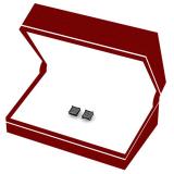 0.15 Carat (ctw) Black Rhodium Plated 14K White Gold Real Diamond Square Mens Hip Hop Iced Stud Earrings