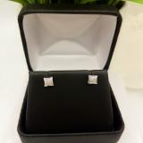 0.05 Carat (ctw) 10K White Gold Real Diamond Kite Shape Mens Hip Hop Iced Stud Earrings