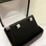0.05 Carat (ctw) 10K White Gold Real Diamond Kite Shape Mens Hip Hop Iced Stud Earrings