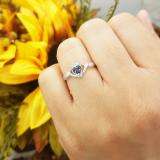0.15 Carat (ctw) 10k White Gold Round Diamond and Blue Sapphire Ladies Bridal Promise Irish Love and Friendship Band Claddagh Heart Shape Ring